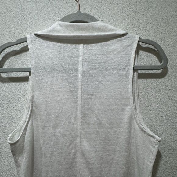 Banana Republic 100% Linen Sleeveless Polo Shirt Size S Ivory Minimalist NEW - Picture 7 of 7